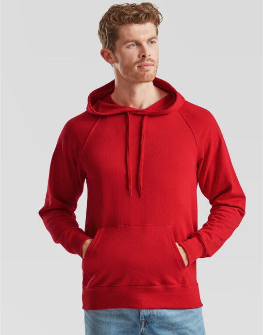 Fruit Of The Loom 62140 FOTL Men's Lightweight Hooded Sweat - Red