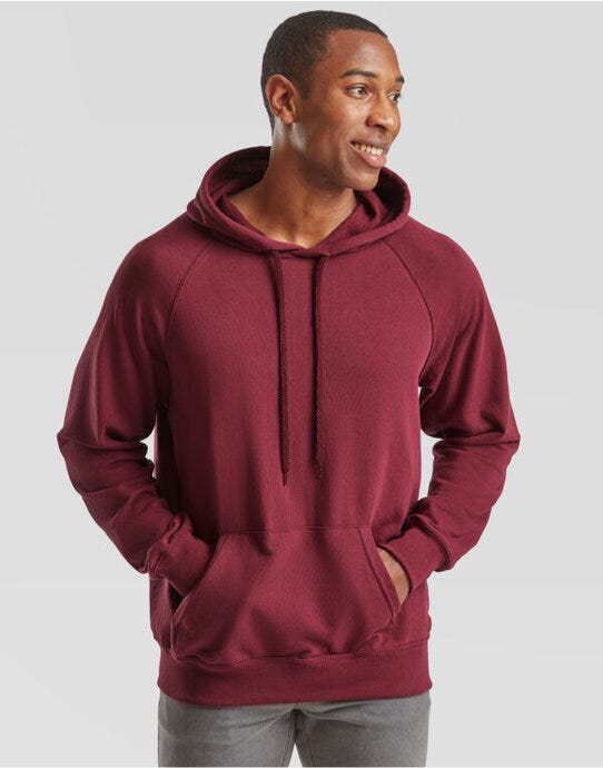 Fruit Of The Loom 62140 FOTL Men's Lightweight Hooded Sweat - Burgundy