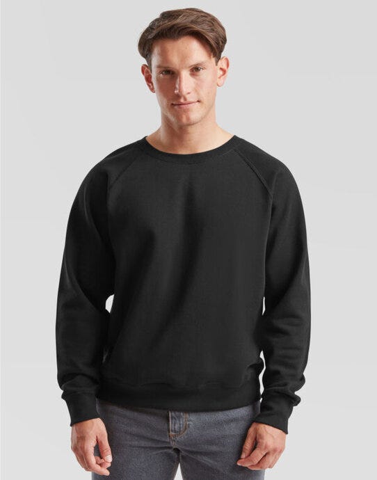Fruit Of The Loom 62216 FOTL Mens Classic Raglan Sweat - Black