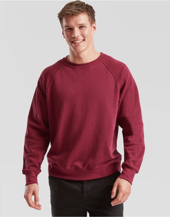 Fruit Of The Loom 62216 FOTL Mens Classic Raglan Sweat - Burgundy