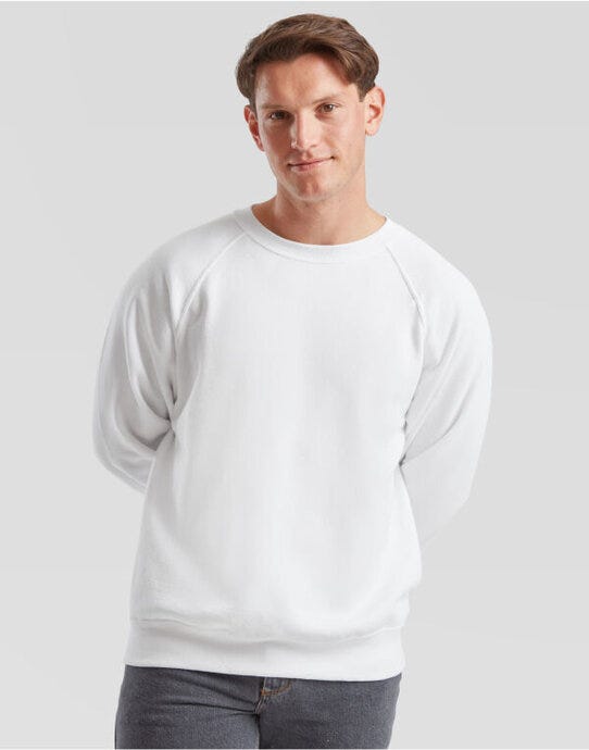 Fruit Of The Loom 62216 FOTL Mens Classic Raglan Sweat - White