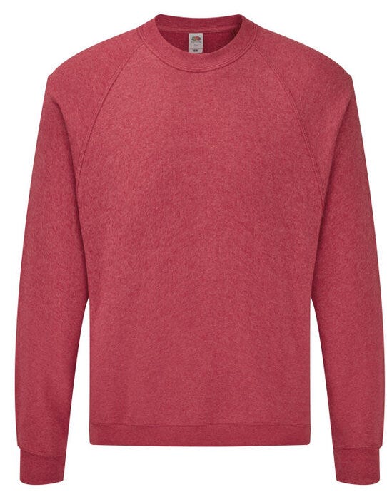 Fruit Of The Loom 62216 FOTL Mens Classic Raglan Sweat - Vintage Heather Red