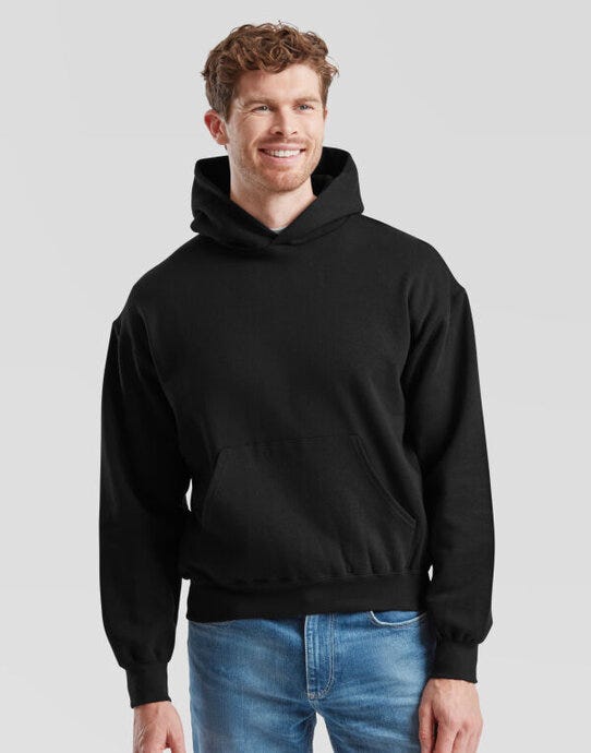 Fruit Of The Loom 62278 FOTL Supercotton Hooded Sweat - Black