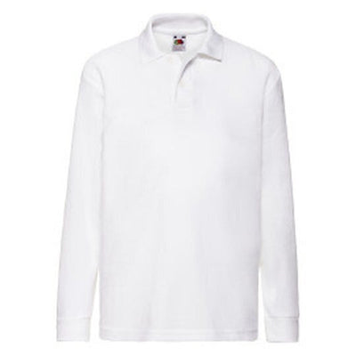 Fruit Of The Loom 63201 FOTL Kids 65/35 Long Sleeve Polo - White