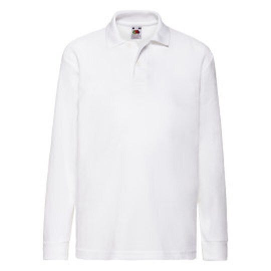 Fruit Of The Loom 63201 FOTL Kids 65/35 Long Sleeve Polo - White