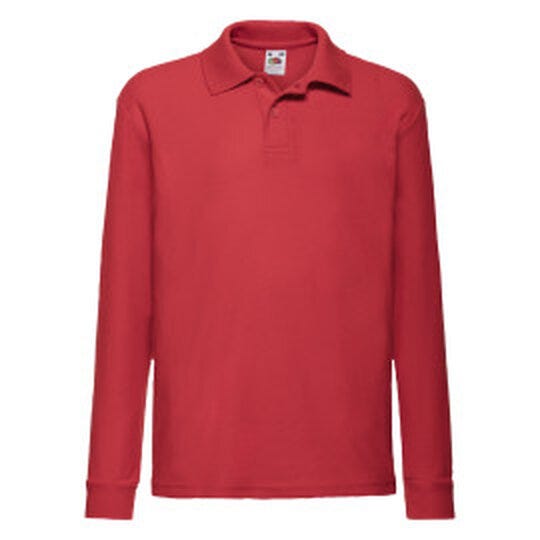 Fruit Of The Loom 63201 FOTL Kids 65/35 Long Sleeve Polo - Red