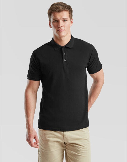 Fruit Of The Loom 63204 FOTL Mens 65/35 Heavy Polo - Black