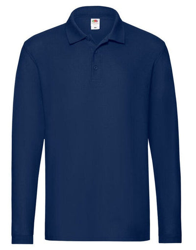 Fruit Of The Loom 63310 FOTL Mens Premium Long Sleeve Polo - Navy Blue