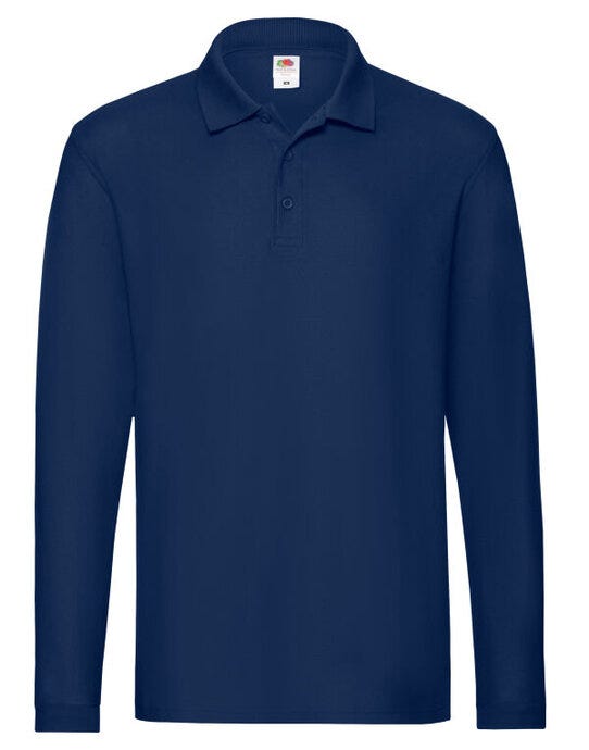 Fruit Of The Loom 63310 FOTL Mens Premium Long Sleeve Polo - Navy Blue