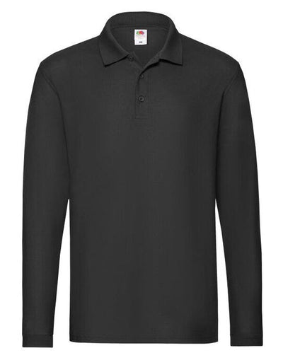 Fruit Of The Loom 63310 FOTL Mens Premium Long Sleeve Polo - Black