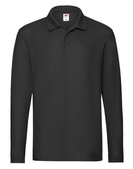 Fruit Of The Loom 63310 FOTL Mens Premium Long Sleeve Polo - Black