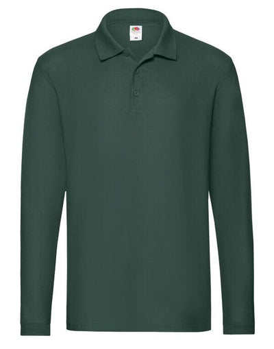Fruit Of The Loom 63310 FOTL Mens Premium Long Sleeve Polo - Forest Green