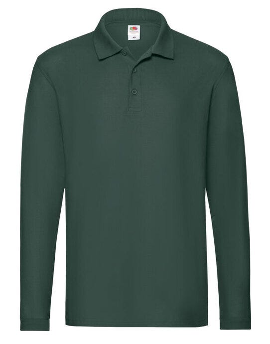 Fruit Of The Loom 63310 FOTL Mens Premium Long Sleeve Polo - Forest Green