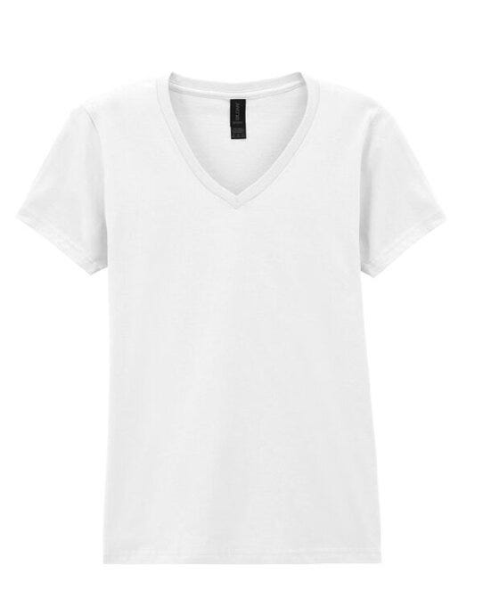 Gildan 64V00L Softstyle Ladies V-Neck T-Shirt - White