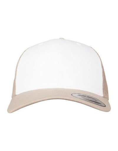 Flexfit 6606CF Retro Trucker Colored Front - Khaki/White/Khaki