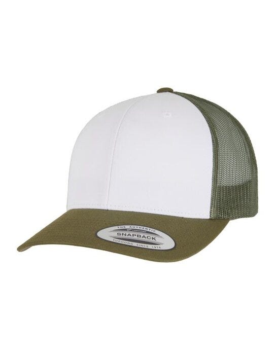 Flexfit 6606CF Retro Trucker Colored Front - Moss Green/White/Olive