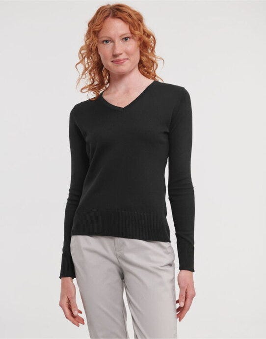 Russell Athletic Collection 710F Russell Collection Ladies VNeck Pullover - Black
