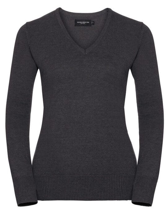 Russell Athletic Collection 710F Russell Collection Ladies VNeck Pullover - Charcoal Marl