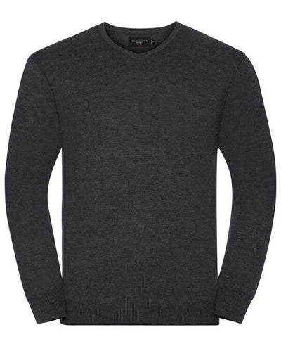Russell Athletic Collection 710M Russell Collection Mens VNeck Pullover - Charcoal Marl