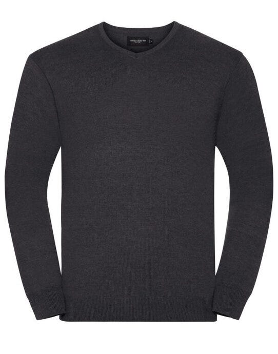 Russell Athletic Collection 710M Russell Collection Mens VNeck Pullover - Charcoal Marl