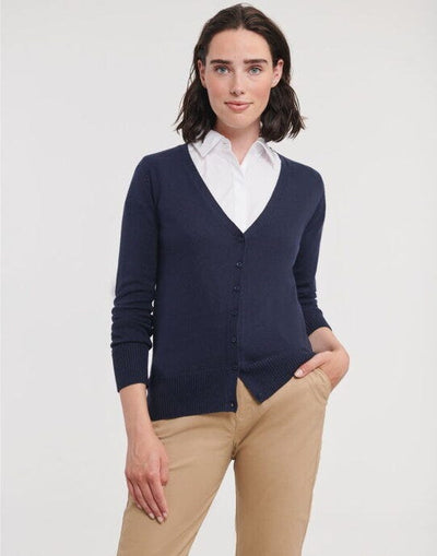 Russell Athletic Collection 715F Russell Collection Ladies VNeck Cardigan - French Navy