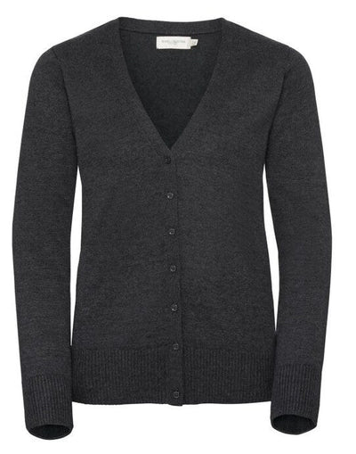Russell Athletic Collection 715F Russell Collection Ladies VNeck Cardigan - Charcoal Marl