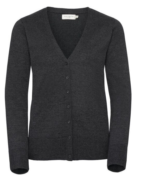 Russell Athletic Collection 715F Russell Collection Ladies VNeck Cardigan - Charcoal Marl
