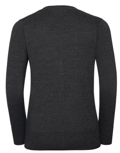Russell Athletic Collection 715F Russell Collection Ladies VNeck Cardigan - Charcoal Marl