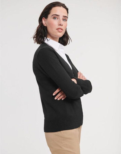Russell Athletic Collection 715F Russell Collection Ladies VNeck Cardigan - Charcoal Marl