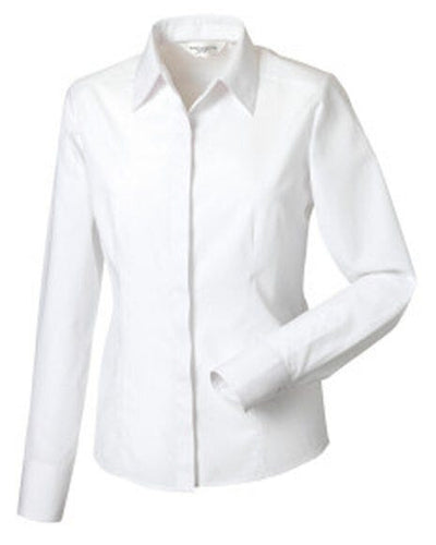 Russell Athletic Collection 924F Russell Collection Lady LS Fitted Poplin - White