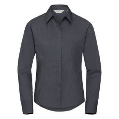 Russell Athletic Collection 924F Russell Collection Lady LS Fitted Poplin - Convoy Grey