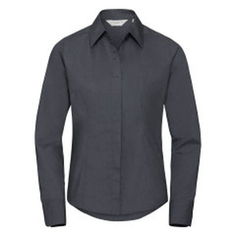 Russell Athletic Collection 924F Russell Collection Lady LS Fitted Poplin - Convoy Grey