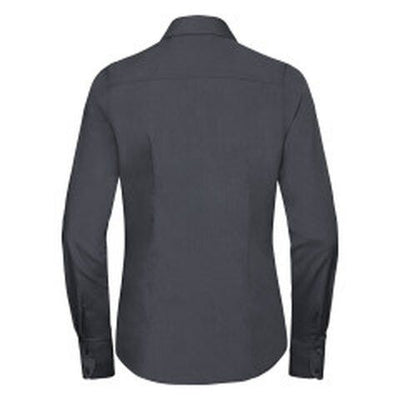 Russell Athletic Collection 924F Russell Collection Lady LS Fitted Poplin - Convoy Grey