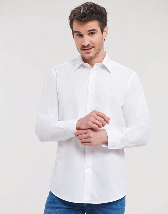 Russell Athletic Collection 924M Russell Collection Mens LS Tailor Poplin - White