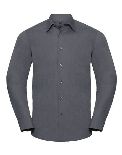 Russell Athletic Collection 924M Russell Collection Mens LS Tailor Poplin - Convoy Grey