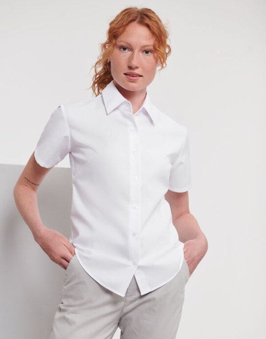 Russell Athletic Collection 933F Russell Collection Lady SS Tailor Oxford - White