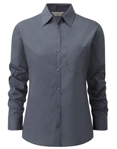 Russell Athletic Collection 934F Russell Collection Lady LS Clasic Poplin - Convoy Grey