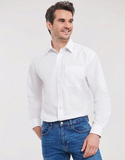 Russell Athletic Collection 934M Russell Collection Men LS Classic Poplin - White