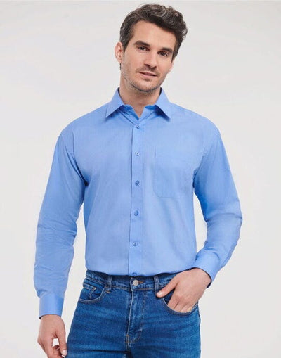 Russell Athletic Collection 934M Russell Collection Men LS Classic Poplin - Corporate Blue