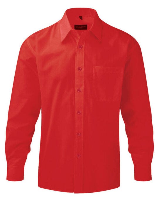 Russell Athletic Collection 934M Russell Collection Men LS Classic Poplin - Classic Red