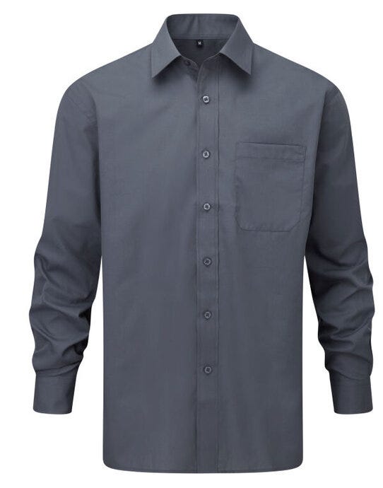 Russell Athletic Collection 934M Russell Collection Men LS Classic Poplin - Convoy Grey