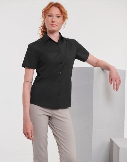 Russell Athletic Collection 935F Russell Collection Lady SS Clasic Poplin - Black