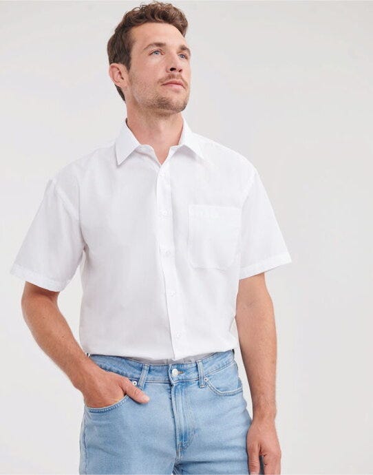 Russell Athletic Collection 935M Russell Collection Men SS Classic Poplin - White
