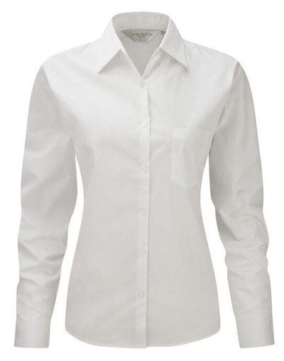 Russell Athletic Collection 936F Russell Collection Lady LS PureCot Shirt - White