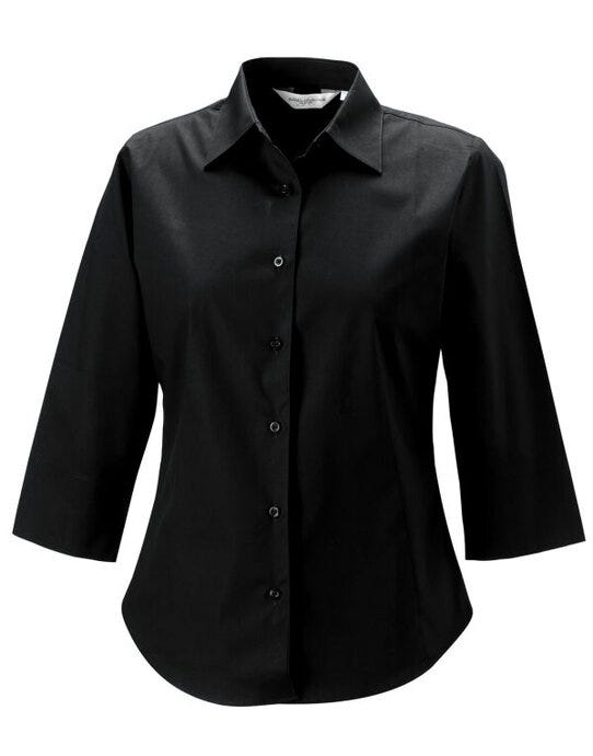 Russell Athletic Collection 946F Russell Collection Lady 3/4 Stretch Shrt - Black