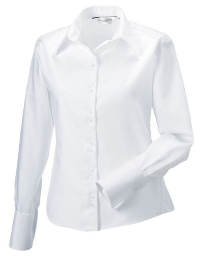 Russell Athletic Collection 956F Russell Collection Lady LS NonIron Shirt - White
