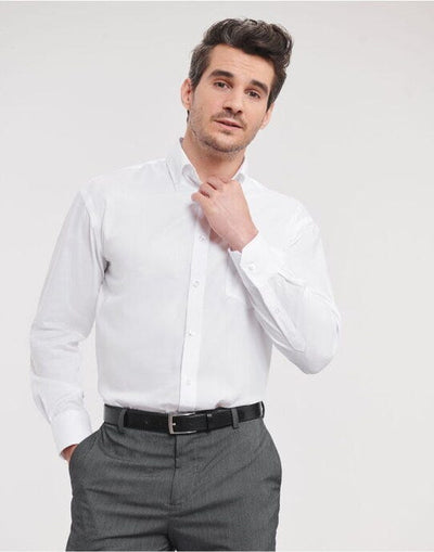Russell Athletic Collection 956M Russell Collection Mens LS NonIron Shirt - White