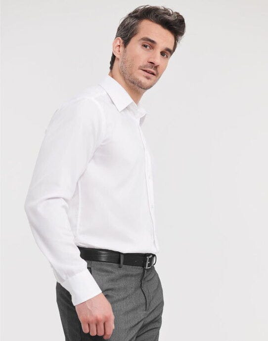 Russell Athletic Collection 958M Russell Collection Men LS Tailor NonIron - White