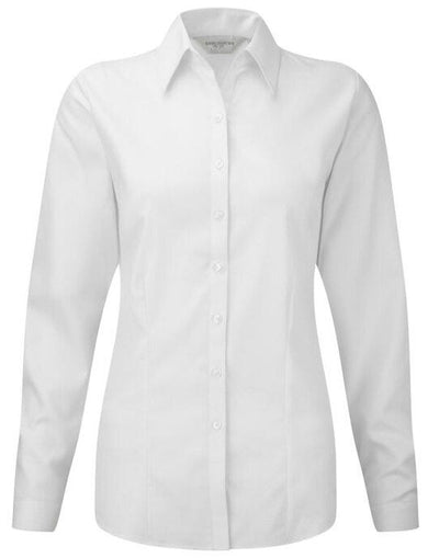 Russell Athletic Collection 962F Russell Collection Lady LS H'Bone Shirt - White