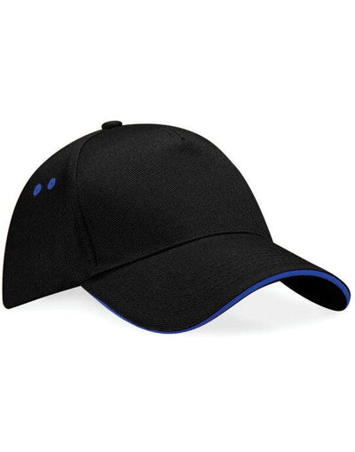 Beechfield B15C Ultimate Sandwich Peak Cap - Black/bright Royal